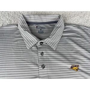 Northern Iowa UNI Panthers Mens Golf Polo Shirt XXL ~ Gray White Striped 2XL